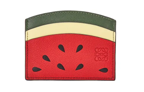 LOEWE Cow Leather Card Holder Women's Green Red