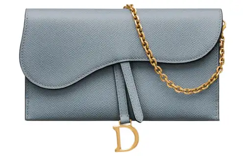 DIOR Saddle Grain Calfskin Combo Bag Card Holder, Wallet Handheld Shoulder Bag, Crossbody Bag Women's Cloud Haze Blue