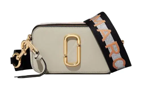 MARC JACOBS Snapshot Cow Leather Shoulder Bag, Crossbody Bag Small Women's Ecru