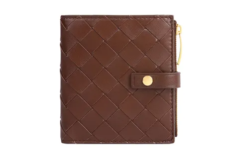 Bottega Veneta Sheepskin Wallet Women's Dark Umber