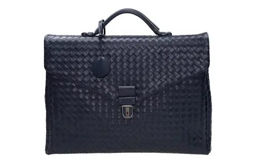 Bottega Veneta Sheepskin Leather Bag, Briefcase, Handbag Regular Men's Dark Blue