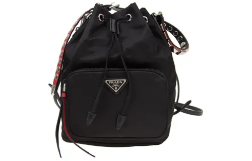 PRADA Duet Canvas Bucket Bag Handbag Women's Black