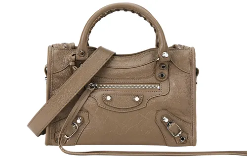 Balenciaga Luggage Collection Casual Sheepskin Biker Bag, Crossbody Bag, Shoulder Bag Mini Women's Brown