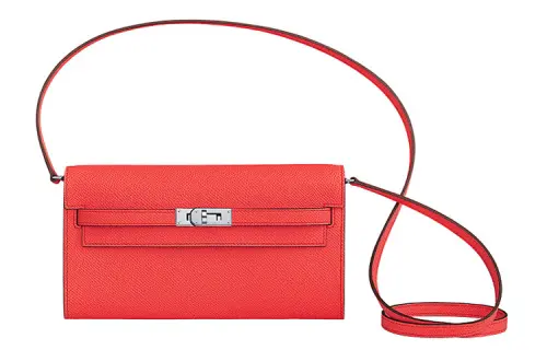HERMES Kelly To Go Silver Tone Buckle Epsom Leather Crossbody Wallet Regular Women's 0E Rose Texas Pink