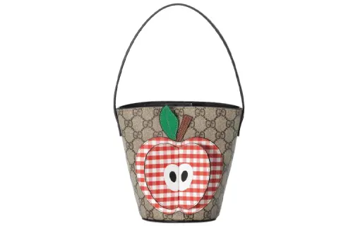 GUCCI Canvas Leather Handbag Kids' Ebony/Red