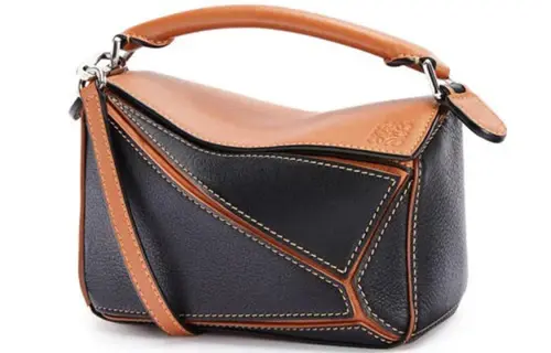 LOEWE Classic Calfskin Patchwork Crossbody Bag Mini Women's Black Orange Patchwork