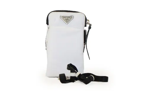 PRADA Nylon Cell Phone Pouch Unisex White