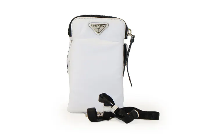 PRADA Nylon Cell Phone Pouch Unisex White