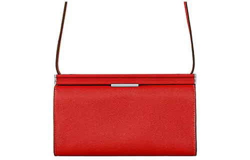 HERMES Clic H Evercolor Calfskin Shoulder Bag, Crossbody Bag Regular Women's Heart Red