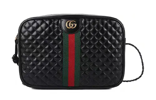 GUCCI Diamond Pattern Leather Shoulder Bag, Crossbody Bag Women's Black