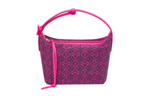 LOEWE Canvas Jacquard With Cow Leather Canvas Bag, Lunch Bag, Shoulder Bag, Handbag Small Women's Pink/Neon Pink