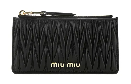 MIU MIU Lambskin Card Holder, Wallet Women's Black