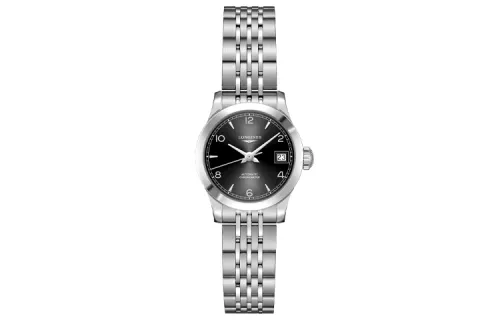 LONGINES Pioneer Collection Automatic Mechanical Movement Women's Watch 26mm Black Dial Stainless Steel Case