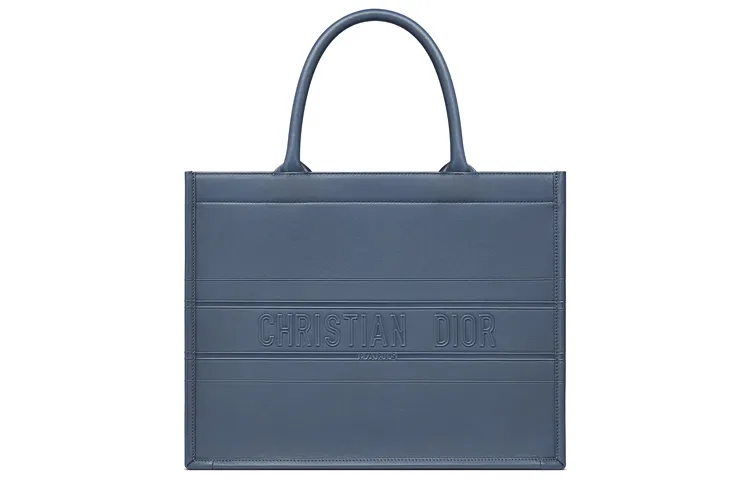 DIOR BookTote Handle Cow Leather Tote Bag, Shopping Bag, Shoulder Bag, Handbag Small Women's Denim Blue