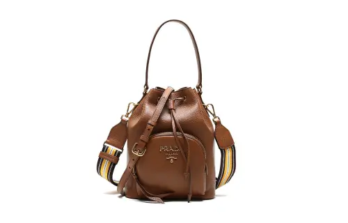 PRADA Calfskin Bucket Bag, Handbag, Shoulder Bag, Crossbody Bag Women's Cinnamon