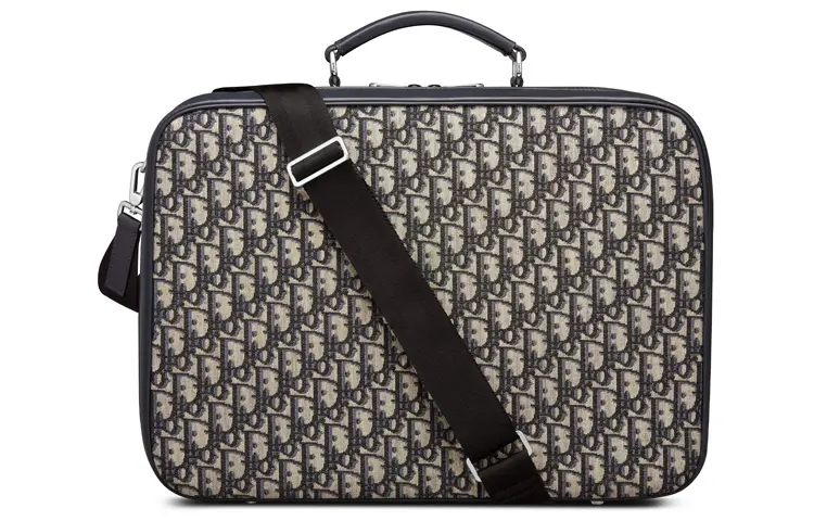 DIOR Sheepskin And Jacquard Fabric Small Suitcase, Crossbody Bag, Shoulder Bag, Travel Bag Unisex