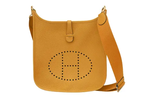 HERMES Evelyne Clemence Calfskin Crossbody Bag, Shoulder Bag 29 Women's 9D Ambre Amber Yellow