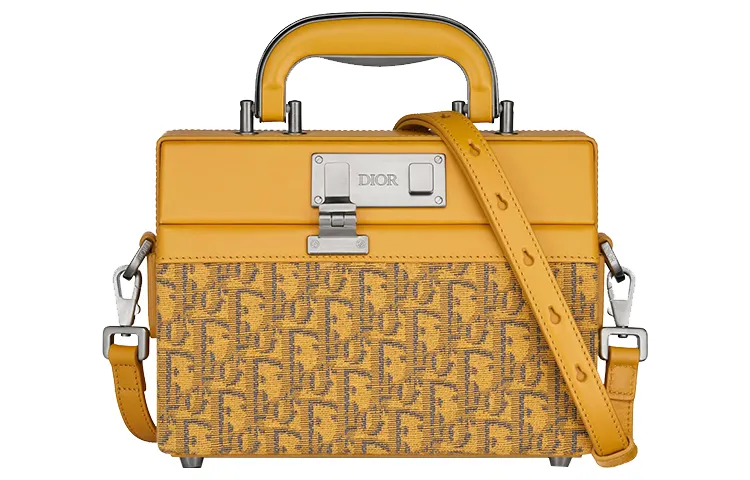 DIOR Lock Smooth Cow Leather Briefcase, Handbag, Shoulder Bag, Crossbody Bag Men's Gold