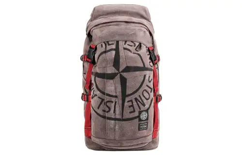 STONE ISLAND Polyurethane Bonded With Polyamide Backpack Unisex Red/Gray