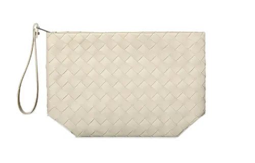Bottega Veneta Cow Leather Clutch Women's Gypsum