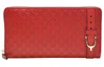 GUCCI Cow Leather Wallet Women's Red