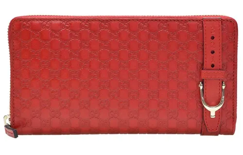 GUCCI Cow Leather Wallet Women's Red