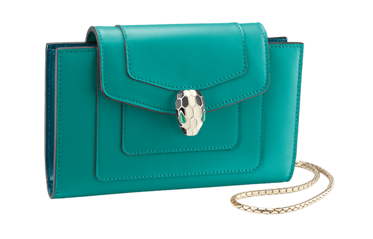 BVLGARI Serpenti Forever Calfskin Wallet Women's Light Green