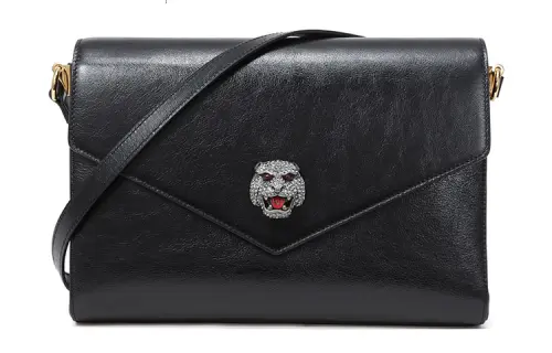 GUCCI Cow Leather Envelope Bag, Shoulder Bag, Crossbody Bag Regular Women's Black