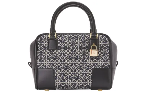 LOEWE Calfskin With Canvas Handbag, Shoulder Bag Women's Blue