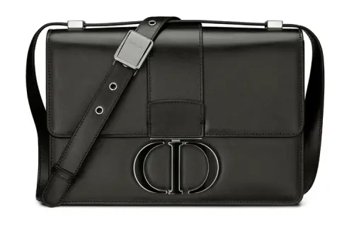 DIOR 30 Montaigne Collection Smooth Cow Leather Box Bag, Shoulder Bag, Crossbody Bag Women's Black