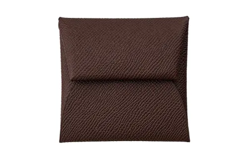 HERMES Bastia Epsom Calfskin Wallet Women's Chocolate