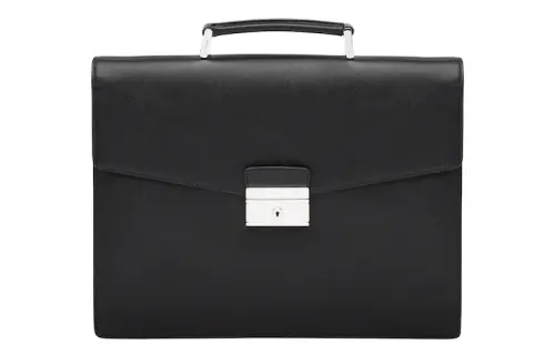 PRADA Saffiano Without Strap Leather Briefcase, Handbag Men's Black