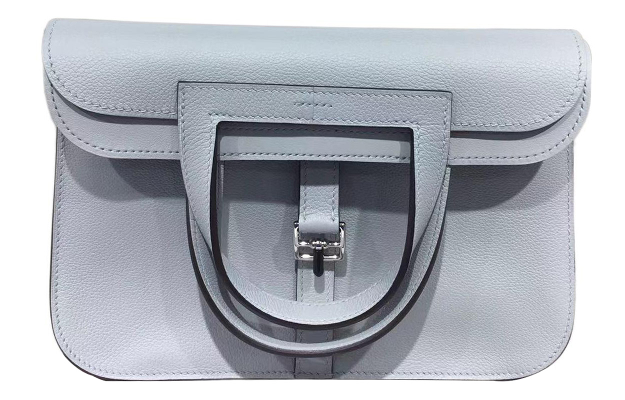 HERMES Halzan Evercolor Calfskin Handbag, Shoulder Bag, Crossbody Bag 25 Women's 8U Bleu Glacier Blue