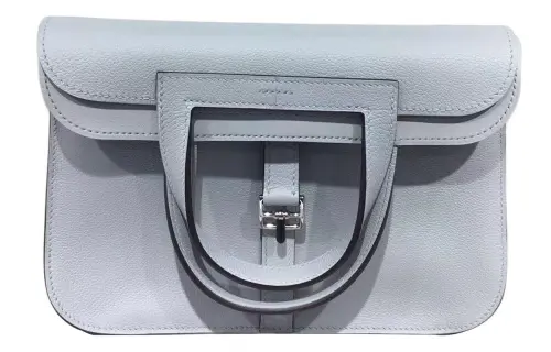 HERMES Halzan Evercolor Calfskin Handbag, Shoulder Bag, Crossbody Bag 25 Women's 8U Bleu Glacier Blue