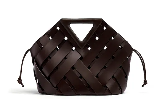 Bottega Veneta Point With Cow Leather And Sheepskin Handbag Women's Chocolate Brown