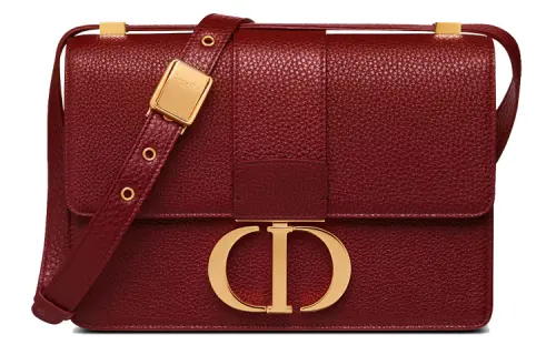 DIOR 30 Montaigne Collection Cow Leather Grained Calfskin Handbag, Shoulder Bag, Crossbody Bag Women's Brick Red