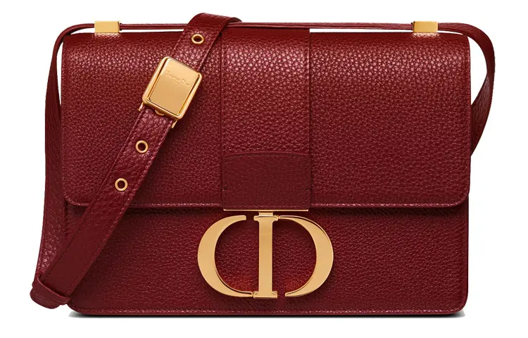 DIOR 30 Montaigne Collection Cow Leather Grained Calfskin Handbag, Shoulder Bag, Crossbody Bag Women's Brick Red