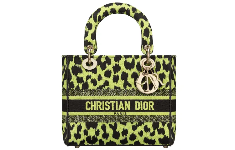 DIOR Lady D Lite Canvas Handbag, Shoulder Bag, Crossbody Bag Medium Women's Lime