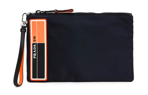 PRADA Interior Card Slot Nylon Clutch Men's Dark Blue