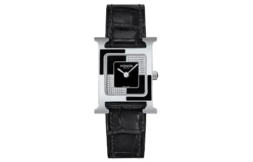 HERMES Heure H Collection Wrist Watches Quartz Movement Genuine Leather Strap Black Dial Women's Watch W053242WW00