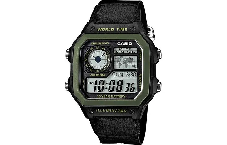 CASIO Square Digital Series Small Block Quartz Movement Canvas Strap Watch Men's Watches Gray Dial