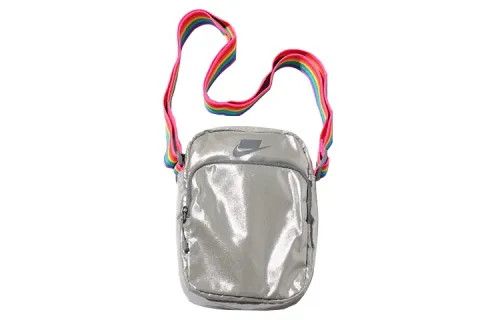 Nike Polyester Shoulder Bag, Crossbody Bag Regular Unisex Silver Gray