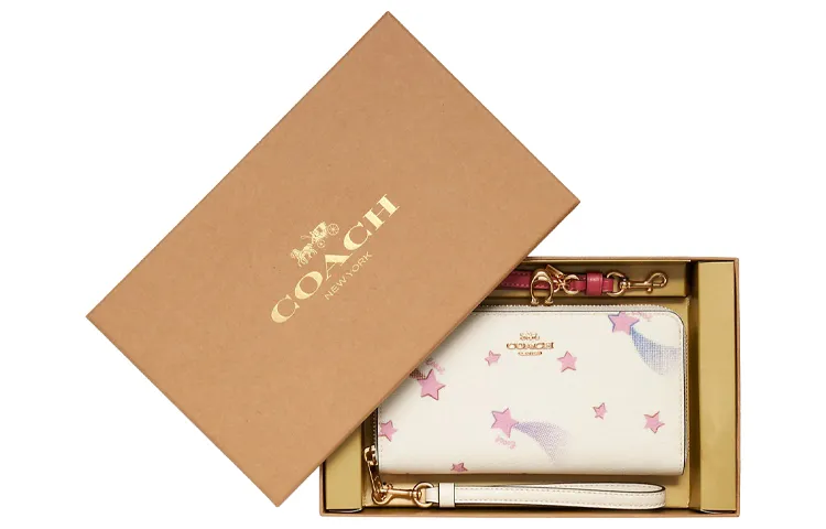COACH Boxed Coated Canvas With Leather Clutch Women's Chalk White