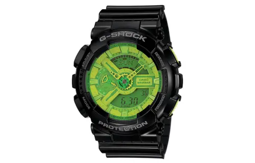 CASIO Women's Liquid Crystal/Analog Dual Display Series Green Watch GA-110B-1A3PR