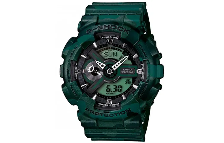 CASIO Men Liquid Crystal/Analog Dual Display Series Green Watch GA-110CM-3