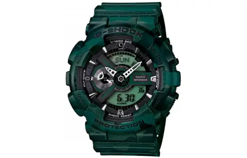 CASIO Men Liquid Crystal/Analog Dual Display Series Green Watch GA-110CM-3