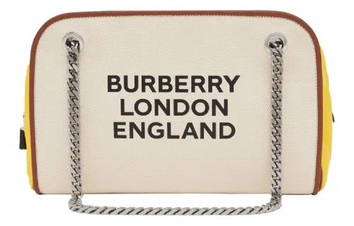 Burberry Cube Cotton Canvas Bag, Handbag, Shoulder Bag Women's Natural & Yellow