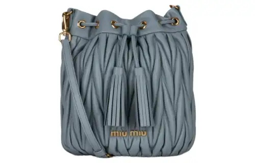 MIU MIU Leather Shoulder Bag Women's Blue