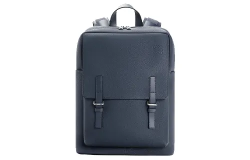 LOEWE Military Zip Closure Soft Grain Calfskin Backpack Men's Ocean