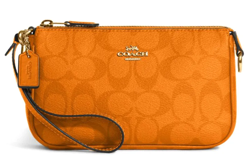 COACH Nolita PVC Mahjong Underarm Wrist Clutch Small Women's Light Orange